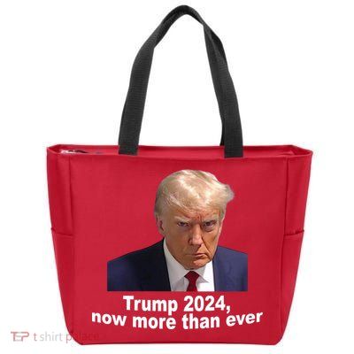 Trump 2024 Now More Than Ever Mugshot Political Zip Tote Bag