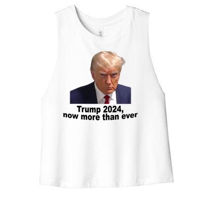 Trump 2024 Now More Than Ever Mugshot Political Women's Racerback Cropped Tank