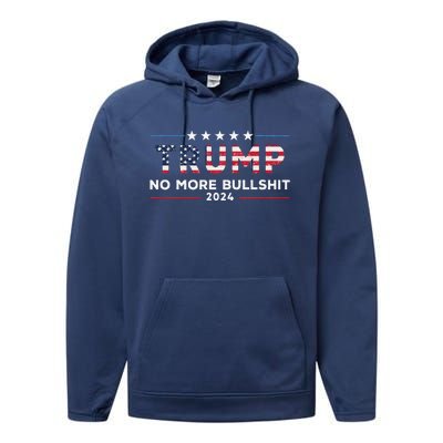 Trump 2024 No More Bullshit Political Performance Fleece Hoodie