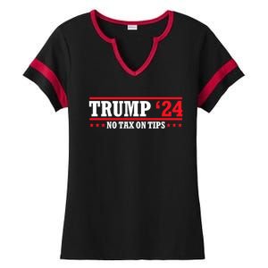 Trump 2024 No Tax On Tips Cute Gift Take America Back 2024 Trump Gift Ladies Halftime Notch Neck Tee