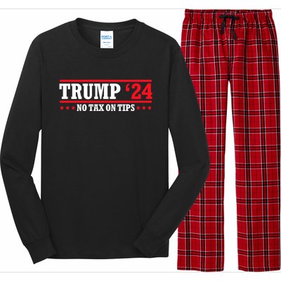 Trump 2024 No Tax On Tips Cute Gift Take America Back 2024 Trump Gift Long Sleeve Pajama Set