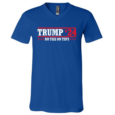 Trump 2024 No Tax On Tips Cute Gift Take America Back 2024 Trump Gift V-Neck T-Shirt