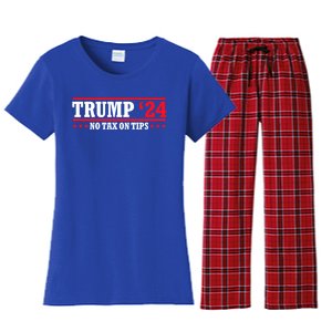 Trump 2024 No Tax On Tips Cute Gift Take America Back 2024 Trump Gift Women's Flannel Pajama Set