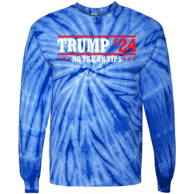 Trump 2024 No Tax On Tips Cute Gift Take America Back 2024 Trump Gift Tie-Dye Long Sleeve Shirt