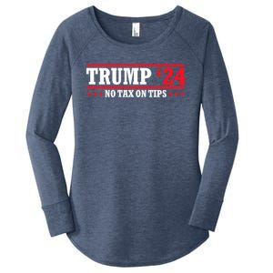 Trump 2024 No Tax On Tips Cute Gift Take America Back 2024 Trump Gift Women's Perfect Tri Tunic Long Sleeve Shirt