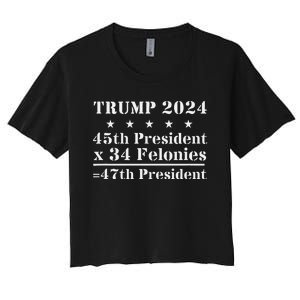 Trump 2024 New Math 45th President X 34 Felonies = 47th Pres Women's Crop Top Tee