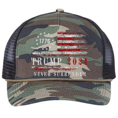 Trump 2024 Never Surrender President Legend Retro Rope Trucker Hat Cap