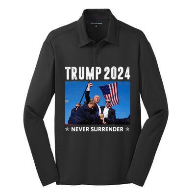 Trump 2024 Never Surrender Trump Assassinated Silk Touch Performance Long Sleeve Polo