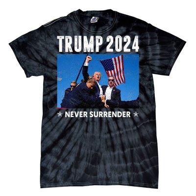 Trump 2024 Never Surrender Trump Assassinated Tie-Dye T-Shirt