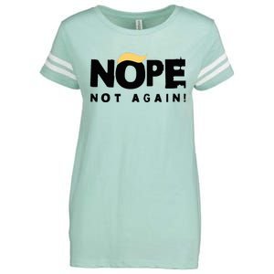 Trump 2024 Nope Not Again Funny Trump Enza Ladies Jersey Football T-Shirt