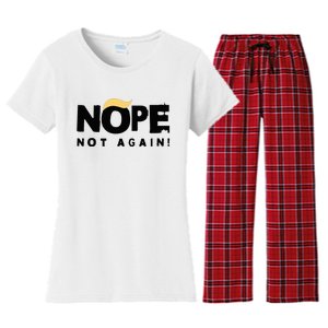 Trump 2024 Nope Not Again Funny Trump Women's Flannel Pajama Set