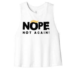 Trump 2024 Nope Not Again Funny Trump Women's Racerback Cropped Tank