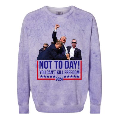 Trump 2024 Not Today You Cant Kill Freedom Colorblast Crewneck Sweatshirt