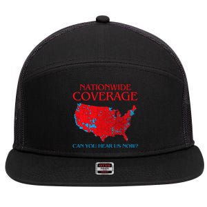 Trump 2024 Nationwide Coverage Can You Hear Us Now 7 Panel Mesh Trucker Snapback Hat