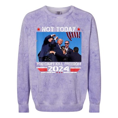 Trump 2024 Not Today You Cant Kill Freedom Stronger President Colorblast Crewneck Sweatshirt