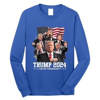 Trump 2024 Neversurrender I Stand With Trump 2024 Funny Gift Funny Gift Long Sleeve Shirt