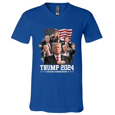 Trump 2024 Neversurrender I Stand With Trump 2024 Funny Gift Funny Gift V-Neck T-Shirt