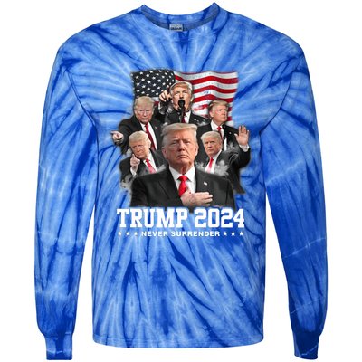 Trump 2024 Neversurrender I Stand With Trump 2024 Funny Gift Funny Gift Tie-Dye Long Sleeve Shirt