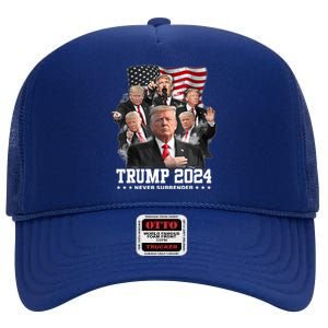 Trump 2024 Neversurrender I Stand With Trump 2024 Funny Gift Funny Gift High Crown Mesh Back Trucker Hat