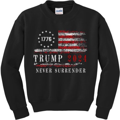 Trump 2024 Never Surrender President Legend Kids Sweatshirt