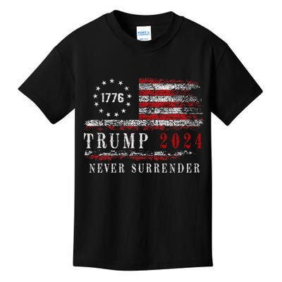 Trump 2024 Never Surrender President Legend Kids T-Shirt