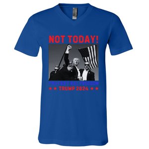 Trump 2024 Not Today! Trump Assassination Attempt V-Neck T-Shirt