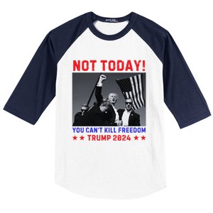 Trump 2024 Not Today! Trump Assassination Attempt Baseball Sleeve Shirt