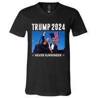 Trump 2024 Never Surrender Trump Assassinated V-Neck T-Shirt