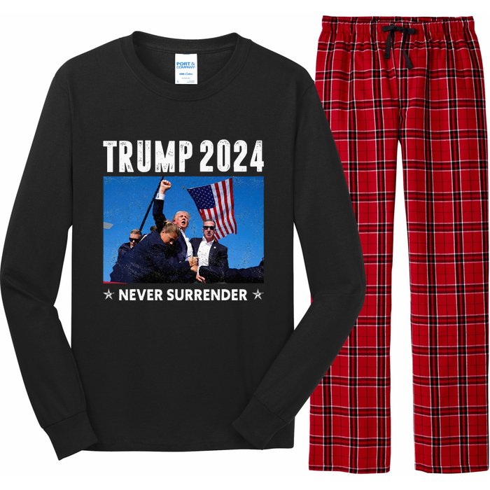 Trump 2024 Never Surrender Trump Assassinated Long Sleeve Pajama Set