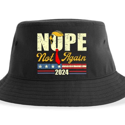 Trump 2024 Nope Not Again Funny Trump Sustainable Bucket Hat