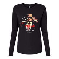 Trump 2024 No More Bullshit American Flag Womens Cotton Relaxed Long Sleeve T-Shirt