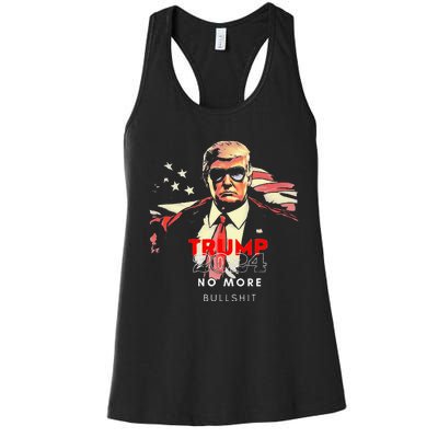 Trump 2024 No More Bullshit American Flag Women's Racerback Tank