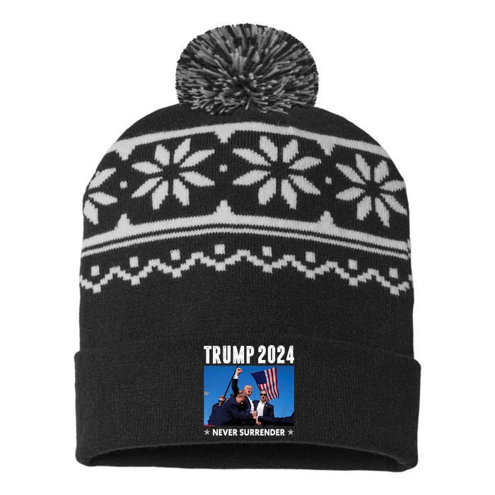 Trump 2024 Never Surrender Trump Assassinated USA-Made Snowflake Beanie