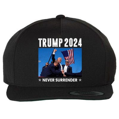 Trump 2024 Never Surrender Trump Assassinated Wool Snapback Cap