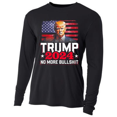 Trump 2024 No More Bull Shit America Flag Cooling Performance Long Sleeve Crew