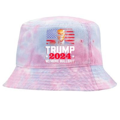 Trump 2024 No More Bull Shit America Flag Tie-Dyed Bucket Hat