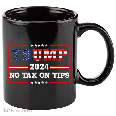 Trump 2024 No Tax On Tips Us Flag Vintage 11oz C Handle Ceramic Mug