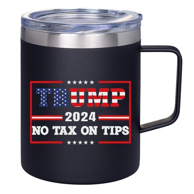 Trump 2024 No Tax On Tips Us Flag Vintage 12oz Stainless Steel Coffee Mug