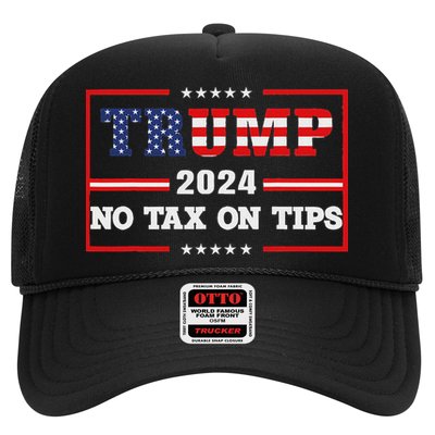 Trump 2024 No Tax On Tips Us Flag Vintage Trucker Hat