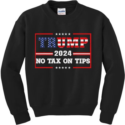 Trump 2024 No Tax On Tips Us Flag Vintage Kids Sweatshirt