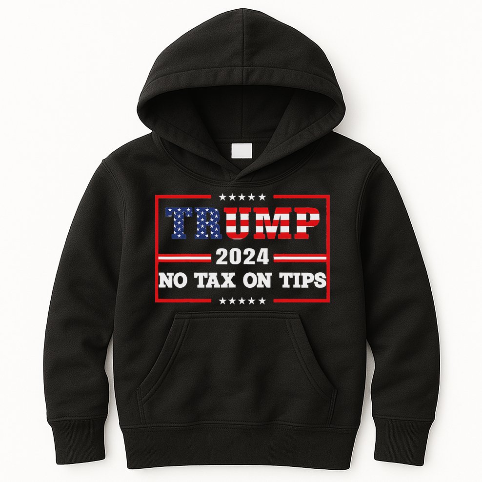 Trump 2024 No Tax On Tips Us Flag Vintage Kids Hoodie