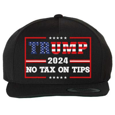 Trump 2024 No Tax On Tips Us Flag Vintage Wool Snapback Cap