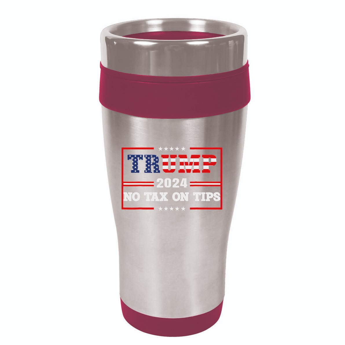 Trump 2024 No Tax On Tips Us Flag Vintage 16oz Travel Tumbler