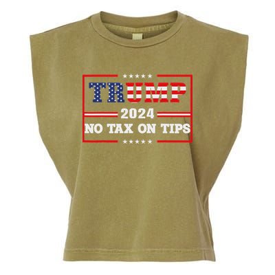 Trump 2024 No Tax On Tips Us Flag Vintage Garment-Dyed Women's Muscle Tee