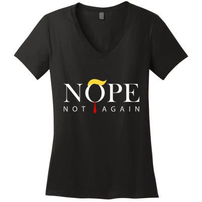 Trump 2024 Nope Not Again Funny Trump Women's V-Neck T-Shirt
