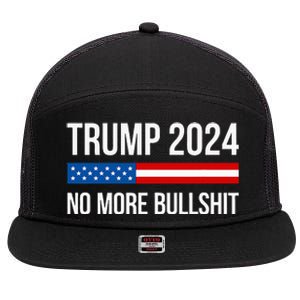 Trump 2024 No More Bullshit 7 Panel Mesh Trucker Snapback Hat