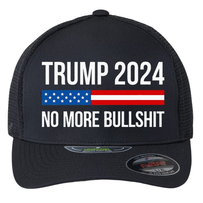 Trump 2024 No More Bullshit Flexfit Unipanel Trucker Cap