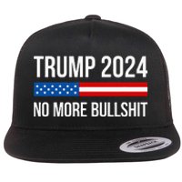 Trump 2024 No More Bullshit Flat Bill Trucker Hat