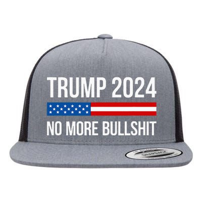 Trump 2024 No More Bullshit Flat Bill Trucker Hat