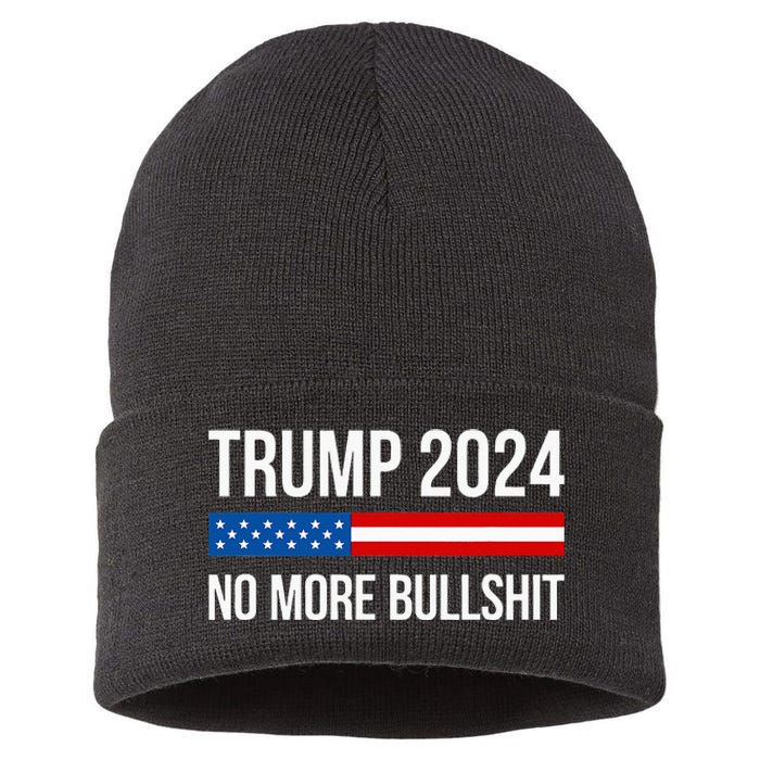 Trump 2024 No More Bullshit Sustainable Knit Beanie